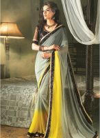 Inddus Grey Embroidered Saree