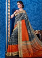 Inddus Grey Printed Saree