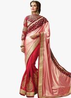 Inddus Pink Embroidered Saree