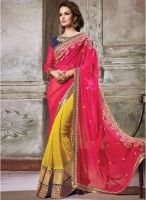 Inddus Pink Embroidered Saree