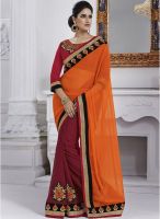 Indian Women By Bahubali Orange Embellished Saree