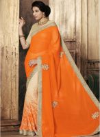 Indian Women By Bahubali Orange Embroidered Saree