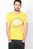 Jack & Jones Beige Printed Round Neck T-Shirts