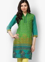 Jaipur Kurti Green Printed Kurta