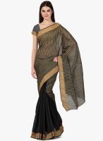 Janasya Black Striped Saree