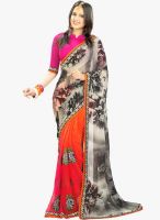 Janasya Multicoloured Embroidered Saree