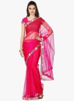 Janasya Pink Solid Saree