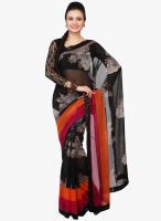 Jashn Black Printed Sarees