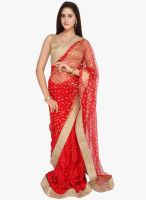 Jashn Red Embellished Saree