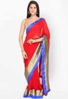 Jashn Red Embroidered Saree