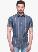 Jogur Blue Striped Slim Fit Casual Shirt