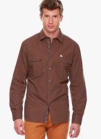 Jogur Solid Coffee Slim Fit Casual Shirt