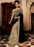 Kalista Fashions Black Embroidered Saree