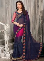 Kalista Fashions Blue Embroidered Saree