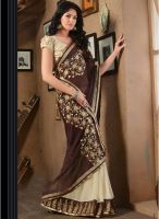 Kalista Fashions Coffee Embroidered Saree