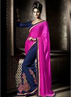 Kalista Fashions Pink Embroidered Saree