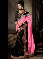 Kalista Fashions Pink Embroidered Saree