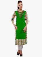 Kurti'S Green Embroidered Kurta