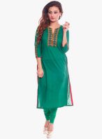 Kurti'S Green Solid Kurtis