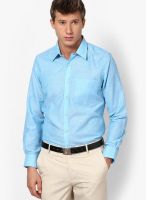London Bridge Solid Blue Slim Fit Formal Shirt