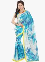 Lookslady Aqua Blue Printed Saree