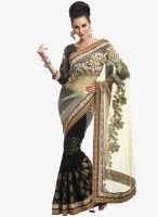 Lookslady Beige Embroidered Saree