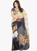 Lookslady Beige Printed Saree