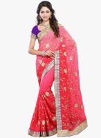 Lookslady Pink Embroidered Saree