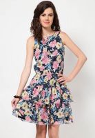 MIAMINX Floral Print Viscose Cotton Ruffle Dress