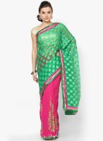 Mrignain Brasso Green Embroidered Saree