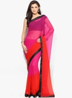 Mrignain Pink Solid Crepe Saree