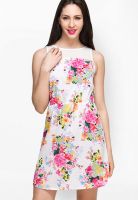 Oxolloxo Off White Colored Printed Shift Dress