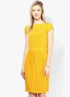 Park Avenue Yellow Colored Solid Shift Dress
