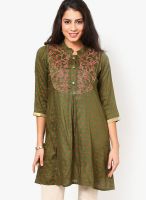 Peppertree Green Embroidered Kurtis