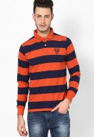 Peter England Blue Stripes Polo T-Shirt