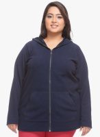 Pluss Navy Blue Solid Sweatshirt