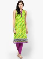 Raindrops Yellow Printed Cambric Kurta