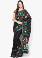 Rang Banarasi Supernet Cotton Hand Embriodery Work Banarasi Black Saree