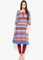 Rangmanch By Pantaloons Blue Printed Kurtas