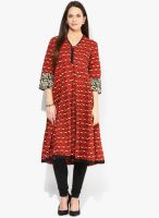 Rangmanch By Pantaloons Maroon Printed Kurtas