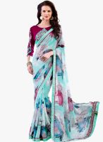 Roop Kashish Aqua Blue Printed Saree