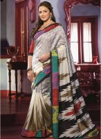 Roop Kashish Off White Printed Sarees