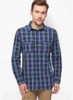 Slub Checks Blue Casual Shirt