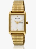 Sonata 7007Ym03 Golden/White Analog Watch