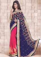 Sourbh Sarees Navy Blue Embroidered Saree