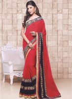 Sourbh Sarees Red Embroidered Saree