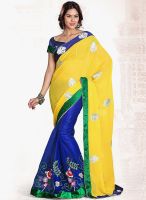 Sourbh Sarees Yellow Embroidered Saree