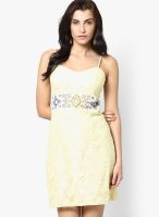 Stykin Yellow Colored Solid Shift Dress