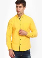 The Indian Garage Co. Solid Yellow Casual Shirt