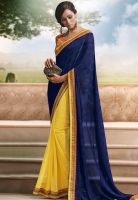 Touch Trends Blue Embroidered Saree